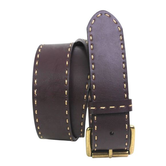 Anne Klein BROWN REAL LEATHER STITCH 1.5"Wd DRESS CASUAL WOMEN'S BELT Sz XL (I32 - Picture 1 of 16